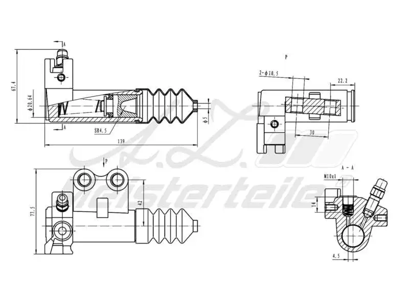 Slave Cylinder, clutch (AZMT-47-031-1048)
