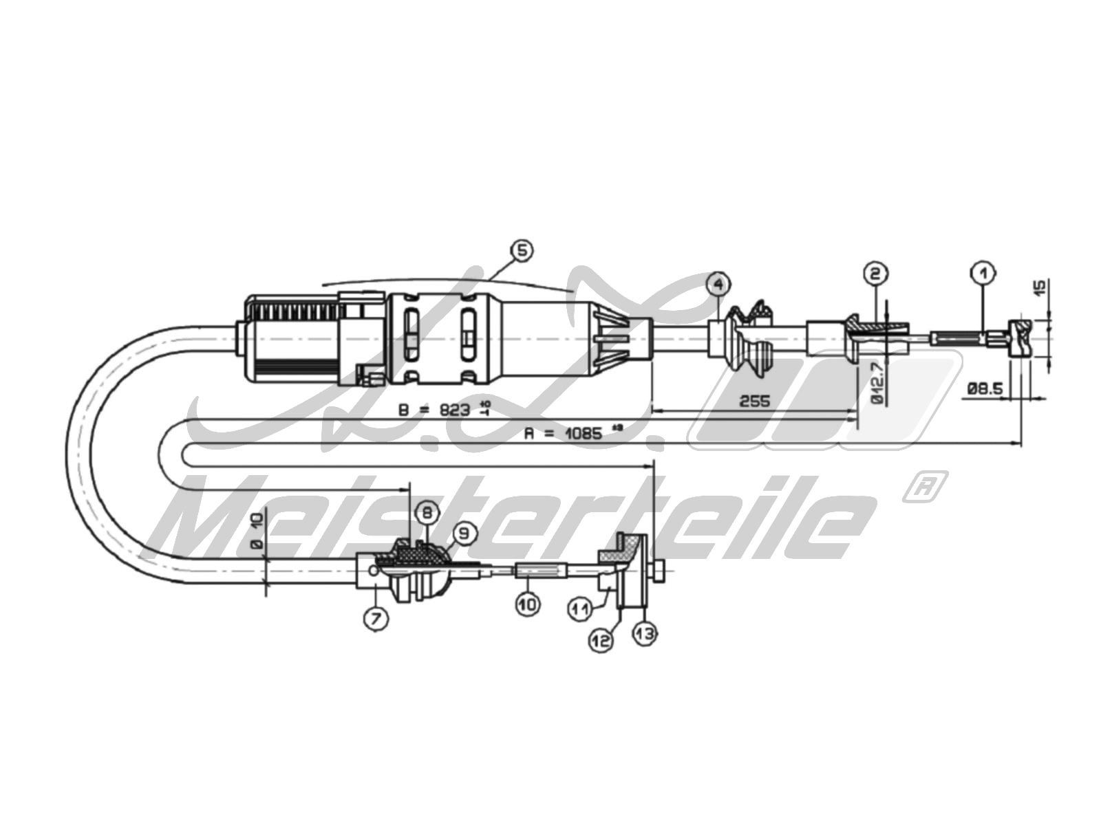Cable Pull, clutch control (AZMT-47-010-1356)