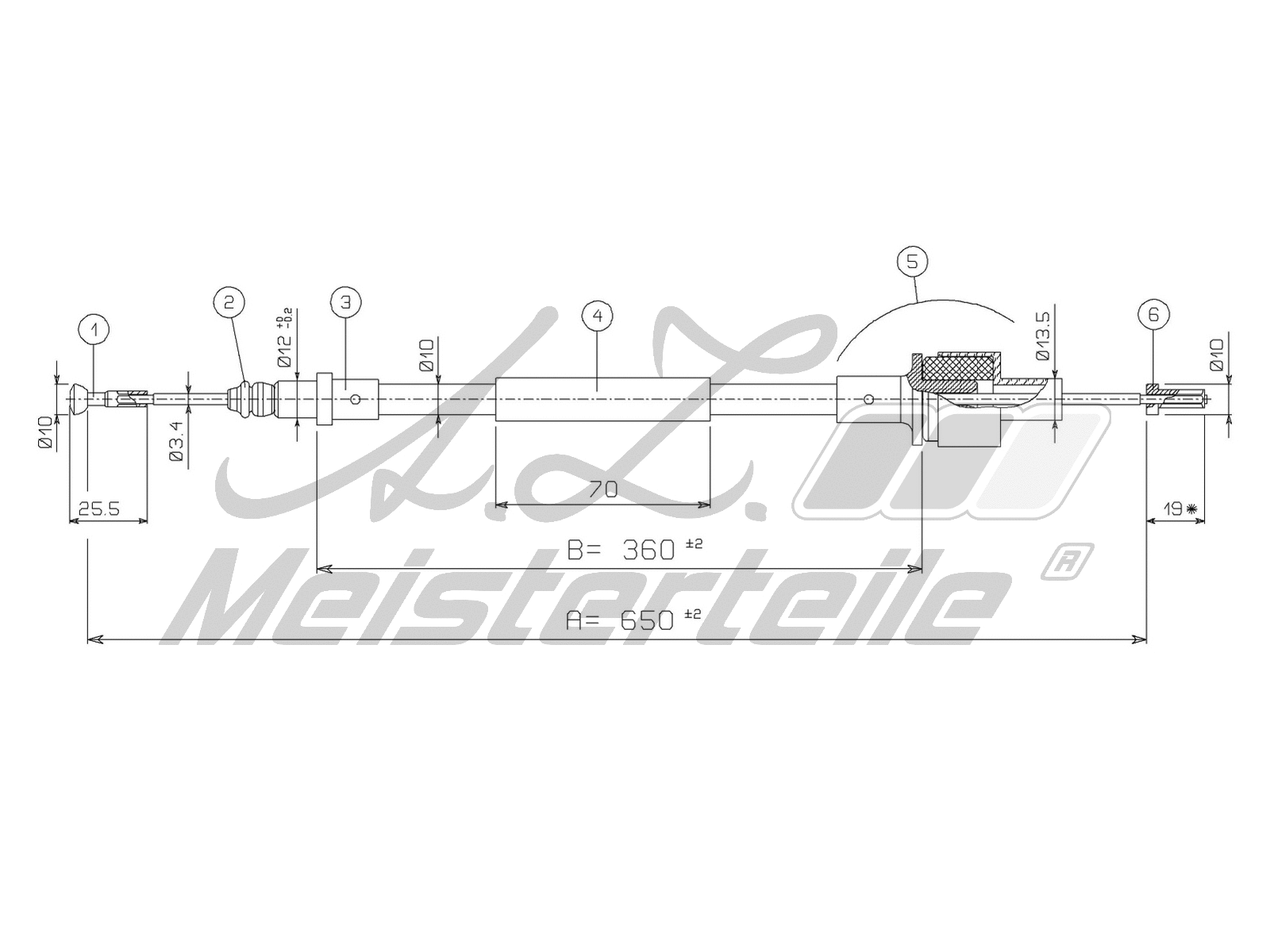 Cable Pull, clutch control (AZMT-47-010-1306)