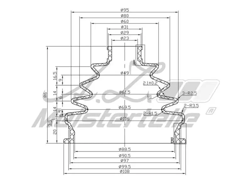 Bellow Kit, drive shaft (AZMT-43-020-1321)