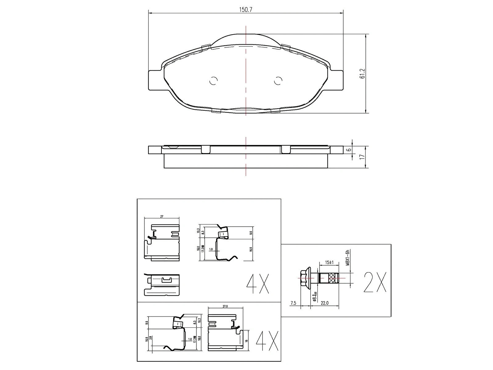 Brake Pad Set, disc brake (AZMT-44-022-1291)