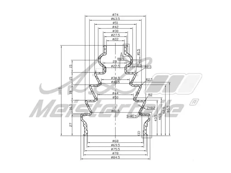 Bellow Kit, drive shaft (AZMT-43-020-1361)