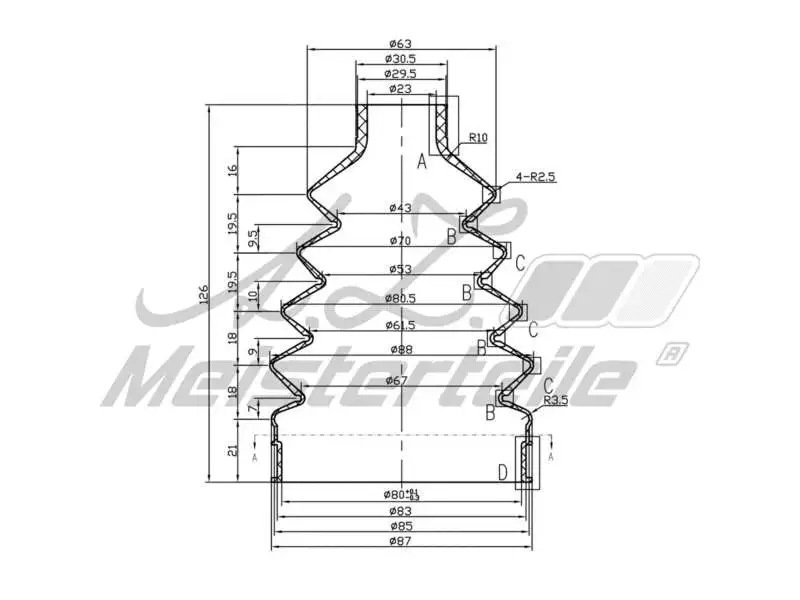 Bellow Kit, drive shaft (AZMT-43-020-1338)