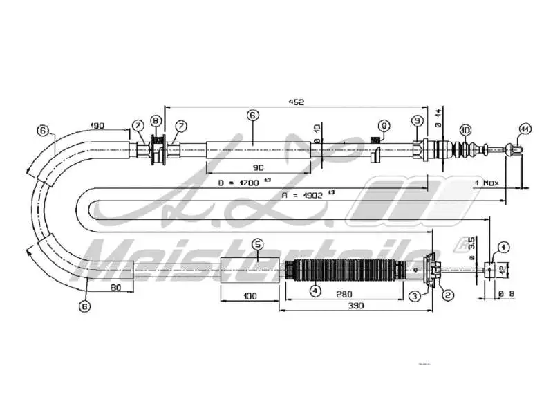 Cable Pull, parking brake (AZMT-44-031-1515)