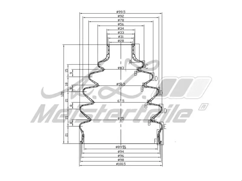 Bellow Kit, drive shaft (AZMT-43-020-1343)
