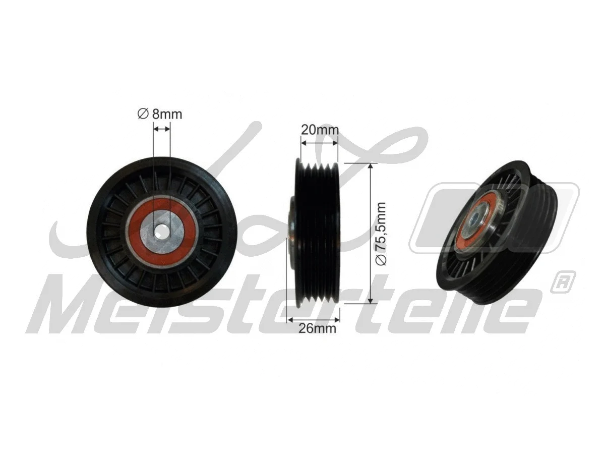 Deflection/Guide Pulley, V-ribbed belt