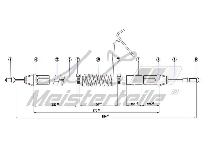 Cable Pull, parking brake (AZMT-44-031-1479)