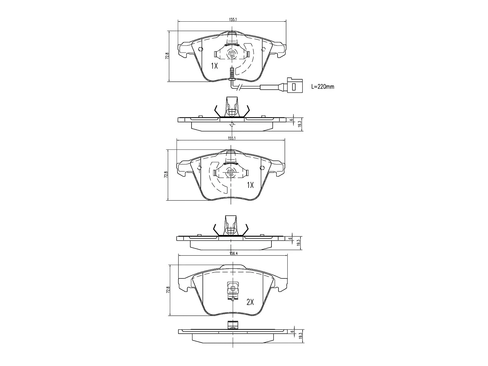 Brake Pad Set, disc brake (AZMT-44-022-1082)