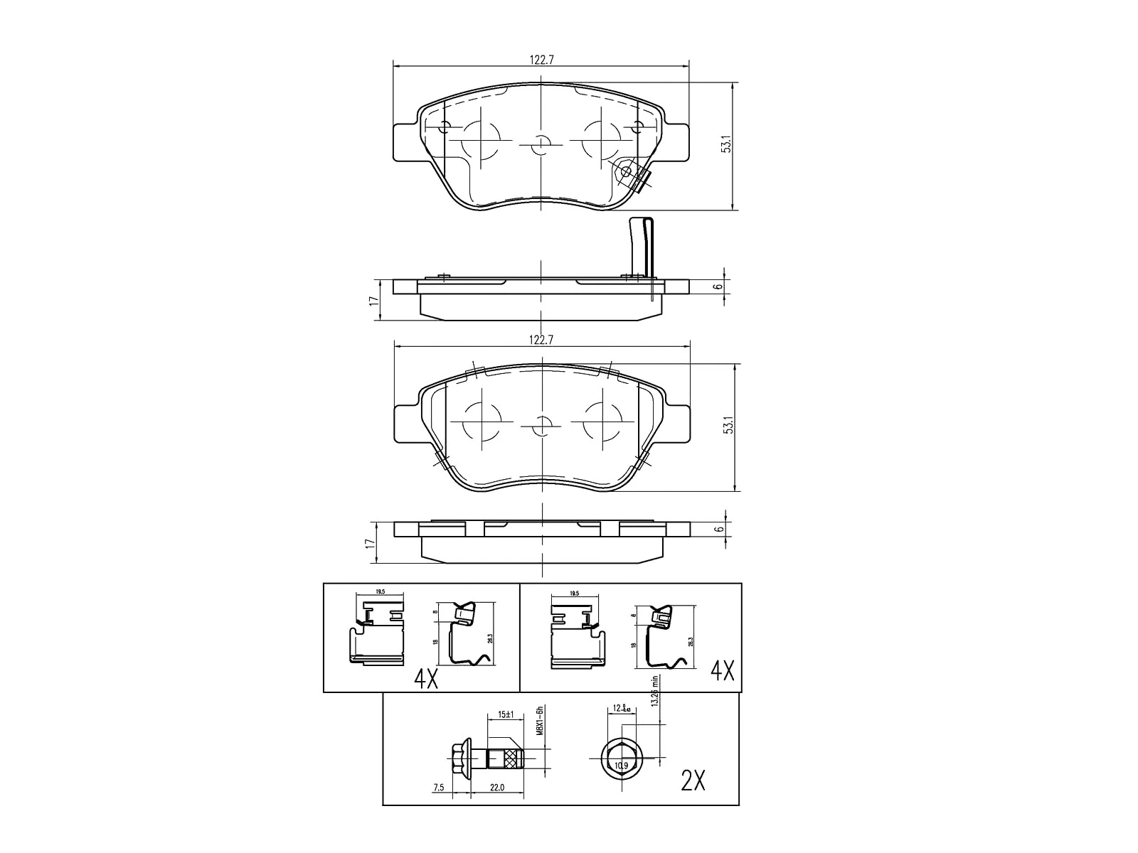 Brake Pad Set, disc brake (AZMT-44-022-1253)