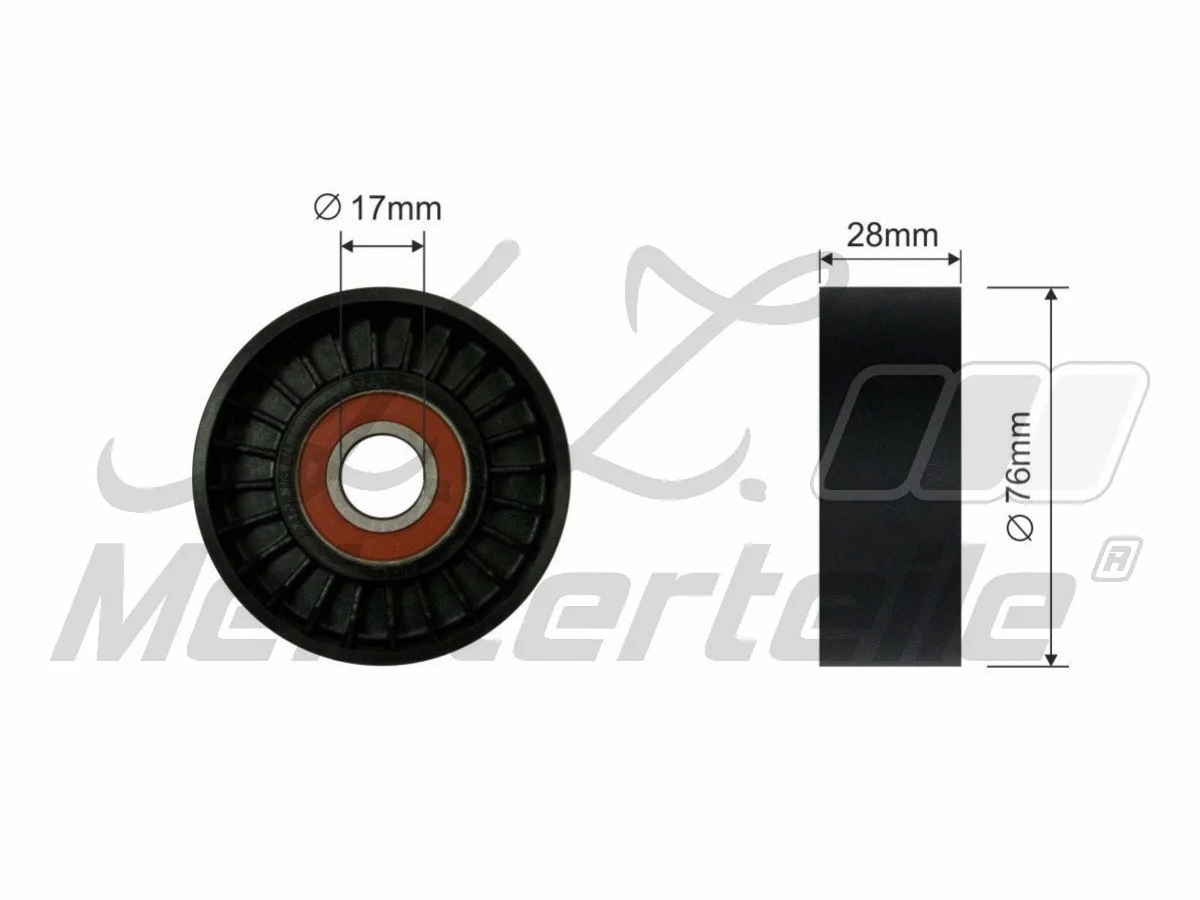Deflection/Guide Pulley, V-ribbed belt