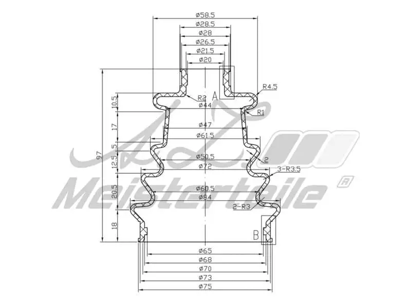 Bellow Kit, drive shaft (AZMT-43-020-1316)