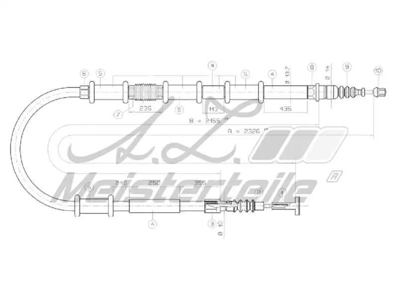 Cable Pull, parking brake (AZMT-44-031-1155)