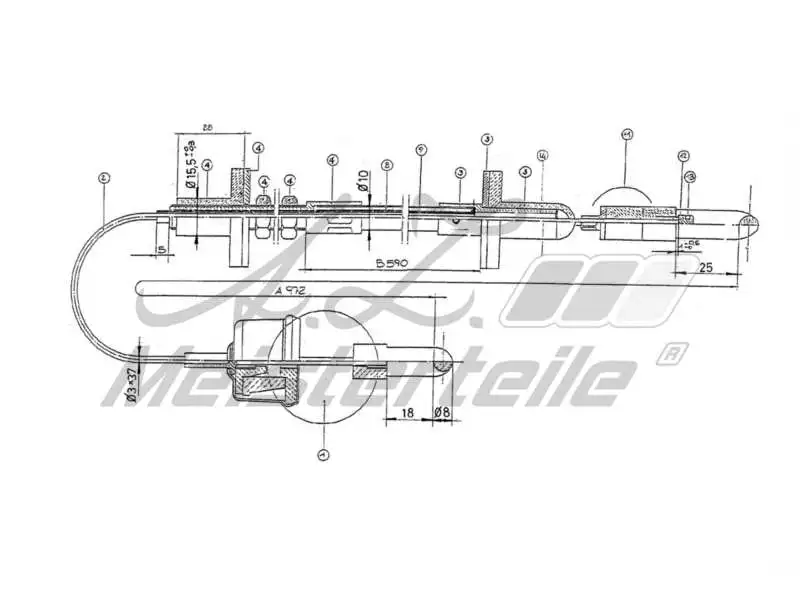 Cable Pull, clutch control (AZMT-47-010-1244)