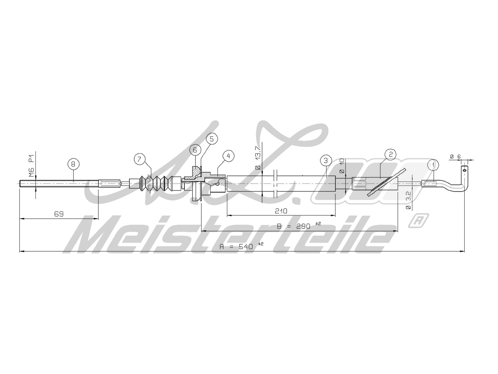 Cable Pull, clutch control (AZMT-47-010-1263)
