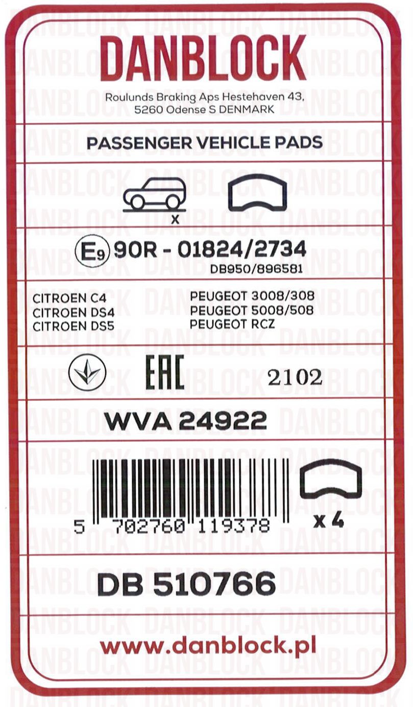 Brake Pad Set, disc brake (DB 510766)
