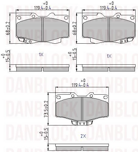 Brake Pad Set, disc brake (DB 510105)
