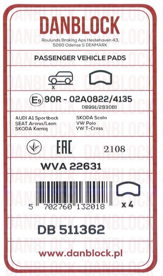 Brake Pad Set, disc brake (DB 511362)