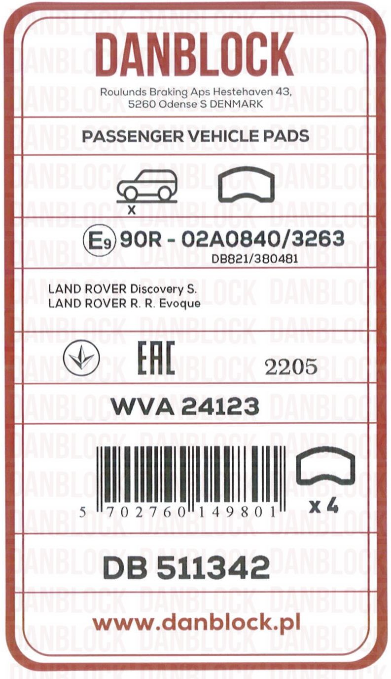 Brake Pad Set, disc brake (DB 511342)