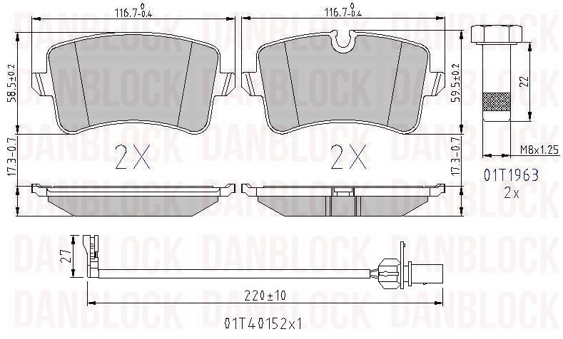 Brake Pad Set, disc brake (DB 510952)