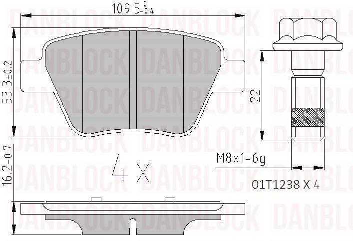 Brake Pad Set, disc brake (DB 510719)