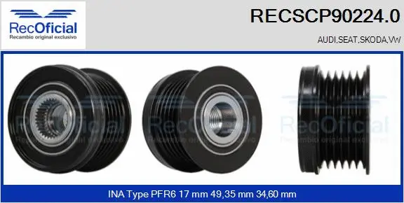 Belt Pulley, alternator (RECSCP90224.0)