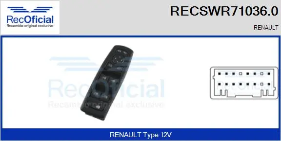 Switch, window regulator (RECSWR71036.0)
