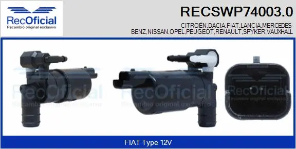 Washer Fluid Pump, window cleaning (RECSWP74003.0)