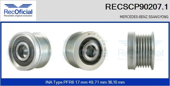 Belt Pulley, alternator (RECSCP90207.1)