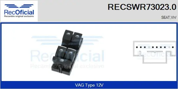 Switch, window regulator (RECSWR73023.0)