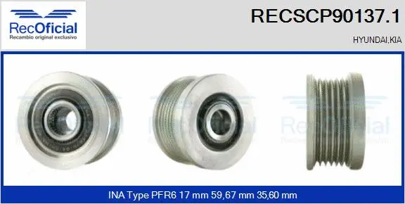 Belt Pulley, alternator (RECSCP90137.1)