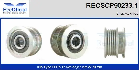 Belt Pulley, alternator (RECSCP90233.1)