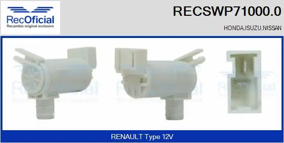 Washer Fluid Pump, window cleaning (RECSWP71000.0)