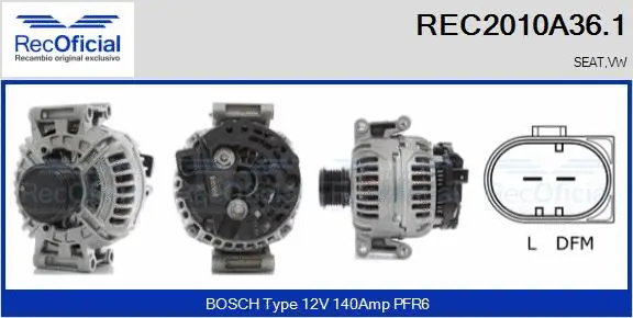 Alternator (REC2010A36.1)