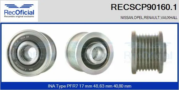 Belt Pulley, alternator (RECSCP90160.1)