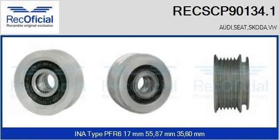 Belt Pulley, alternator (RECSCP90134.1)