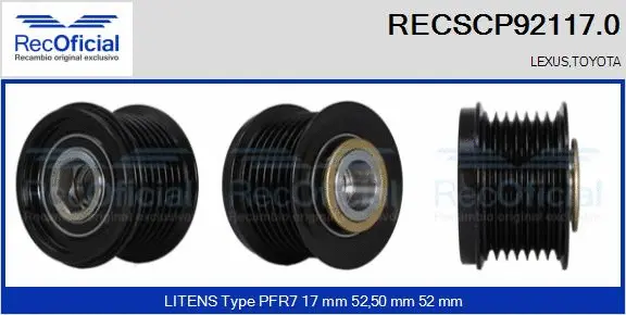 Belt Pulley, alternator (RECSCP92117.0)