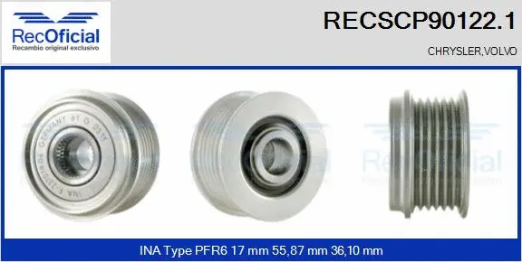 Belt Pulley, alternator (RECSCP90122.1)