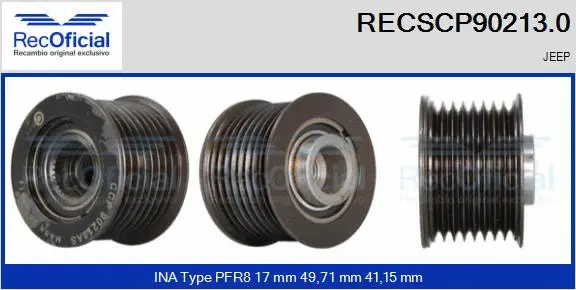 Belt Pulley, alternator (RECSCP90213.0)