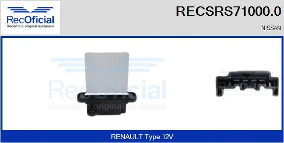 Resistor, interior blower (RECSRS71000.0)