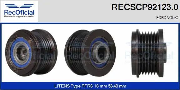 Belt Pulley, alternator (RECSCP92123.0)