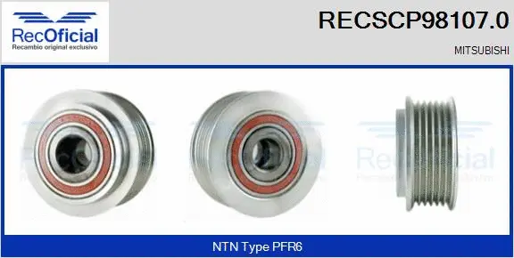 Belt Pulley, alternator (RECSCP98107.0)