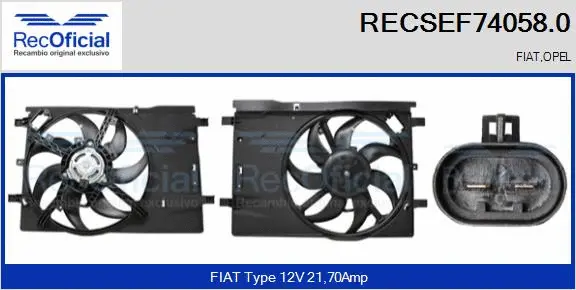 Electric Motor, radiator fan (RECSEF74058.0)