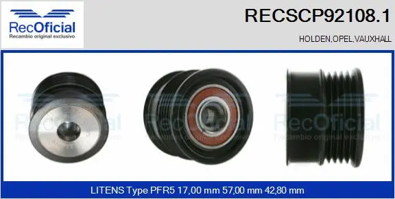 Belt Pulley, alternator (RECSCP92108.1)
