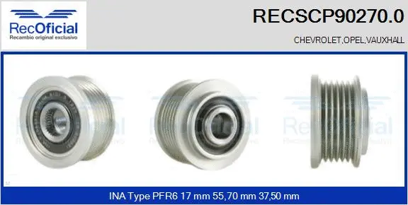 Belt Pulley, alternator (RECSCP90270.0)