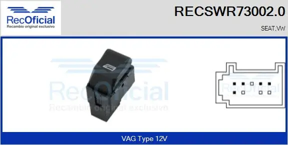 Switch, window regulator (RECSWR73002.0)