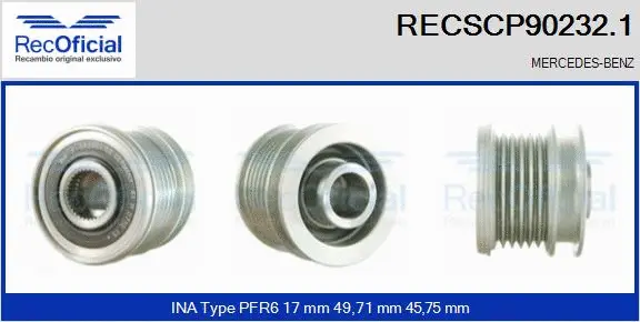 Belt Pulley, alternator (RECSCP90232.1)