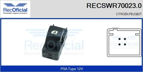 Switch, window regulator (RECSWR70023.0)