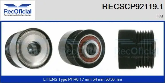 Belt Pulley, alternator (RECSCP92119.1)