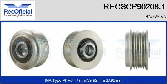 Belt Pulley, alternator (RECSCP90208.1)