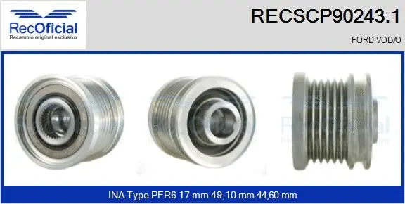 Belt Pulley, alternator (RECSCP90243.1)